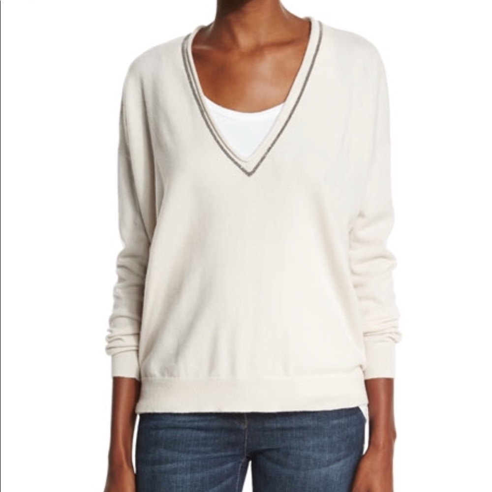 Brunello Cucinelli cashmere V-neck Monili sweater